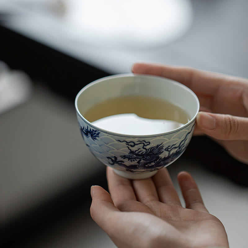 Blauer Drache Keramik-Teetasse 80 ml | Chinesische Teetasse