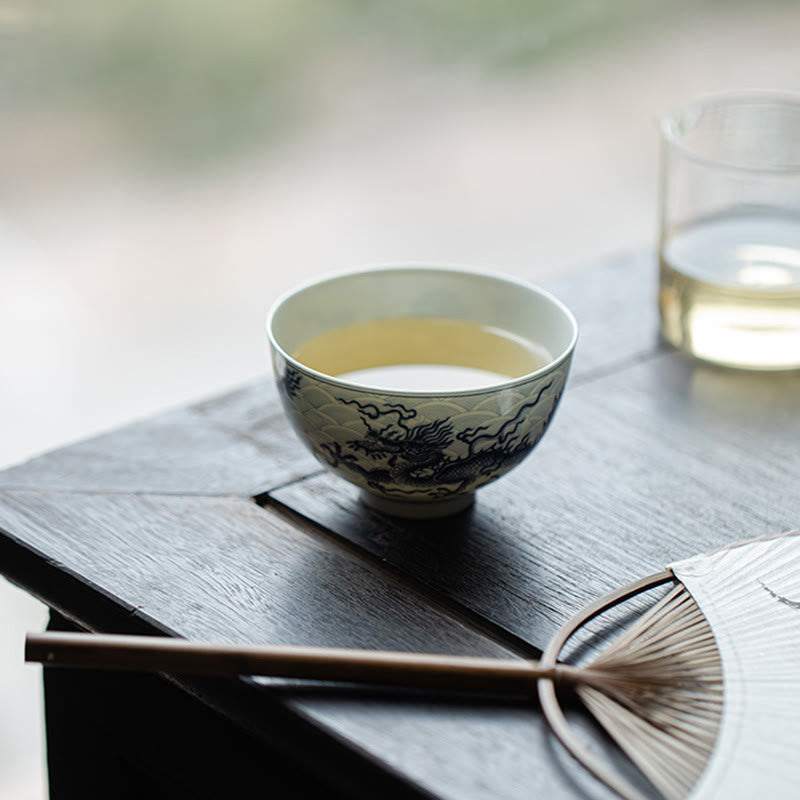 Blauer Drache Keramik-Teetasse 80 ml | Chinesische Teetasse