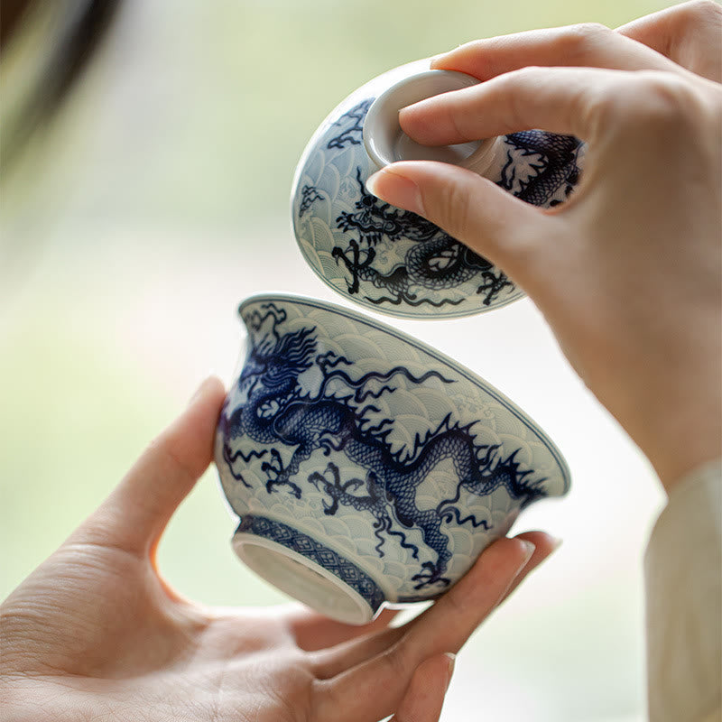 Blauer Drache Keramik-Teetasse 80 ml | Chinesische Teetasse