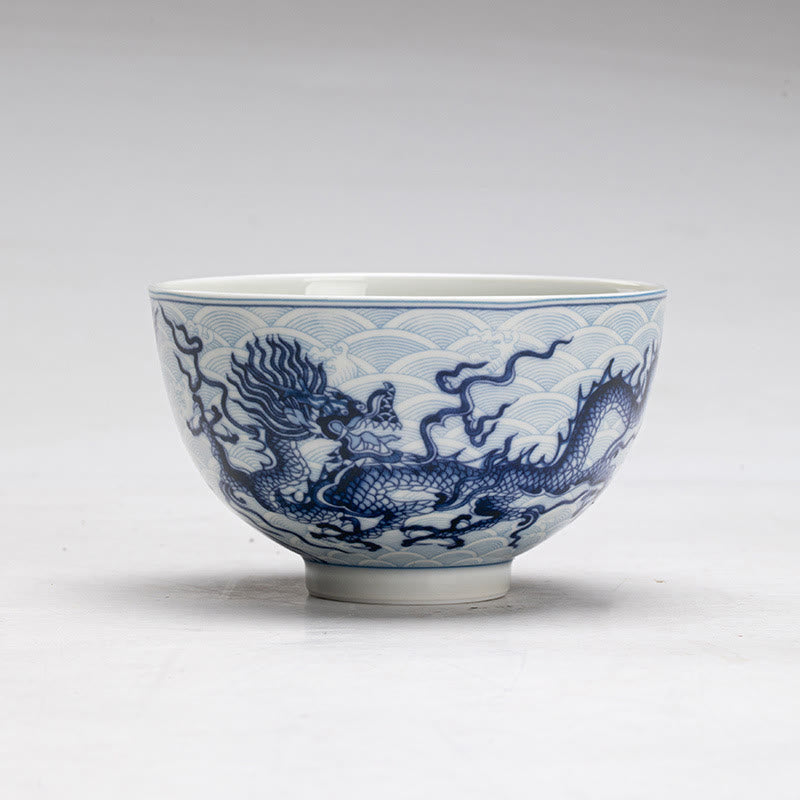 Blauer Drache Keramik-Teetasse 80 ml | Chinesische Teetasse