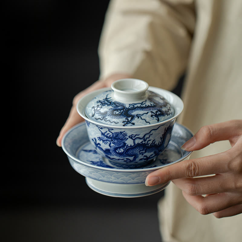 Blauer Drache Keramik-Teetasse 80 ml | Chinesische Teetasse