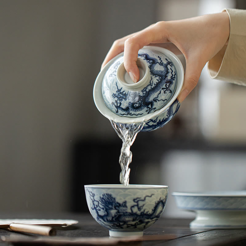 Blauer Drache Keramik-Teetasse 80 ml | Chinesische Teetasse