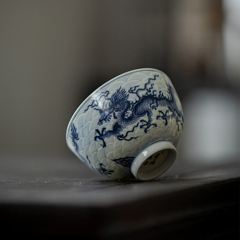 Blauer Drache Keramik-Teetasse 80 ml | Chinesische Teetasse