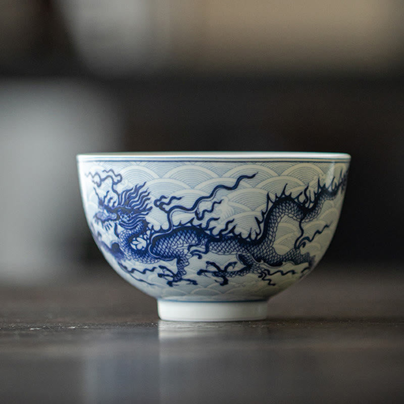 Blauer Drache Keramik-Teetasse 80 ml | Chinesische Teetasse