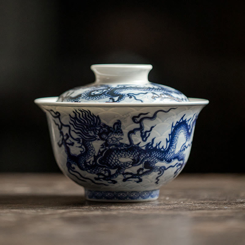 Blauer Drache Keramik-Teetasse 80 ml | Chinesische Teetasse