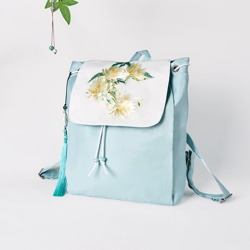 Blauer Epiphyllum Canvas-Rucksack für Accessoires