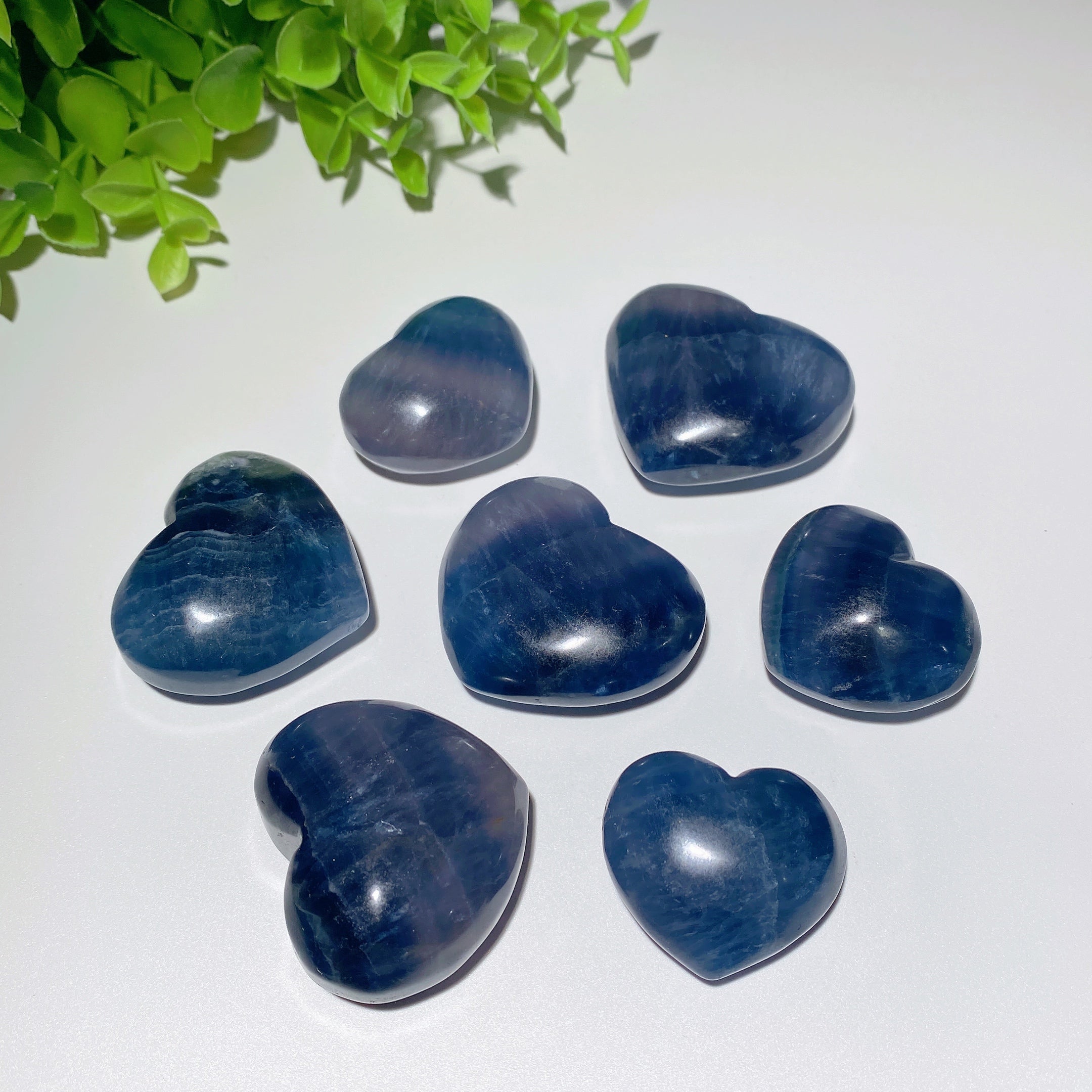 Blue Fluorite Crystal Hearts 1.3-2 inch Healing Carvings