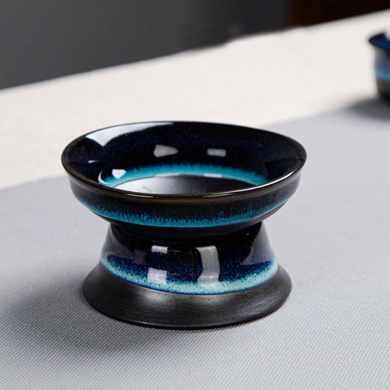 Gongfu-Teekannen-Set aus Keramik mit blauem Farbverlauf für Zen-Dekor