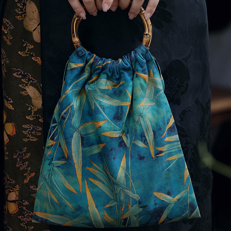 Blaue grüne Bambusblätter spirituelle Accessoires Tasche