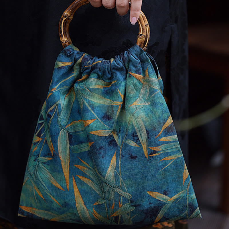 Blaue grüne Bambusblätter spirituelle Accessoires Tasche