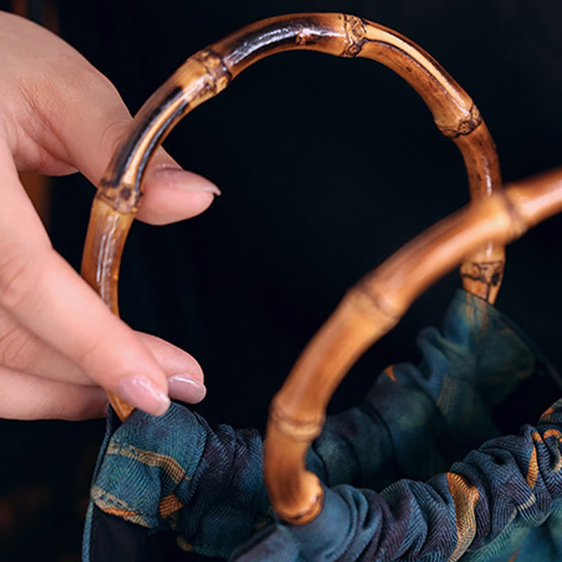 Blaue grüne Bambusblätter spirituelle Accessoires Tasche