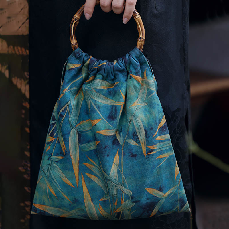 Blaue grüne Bambusblätter spirituelle Accessoires Tasche