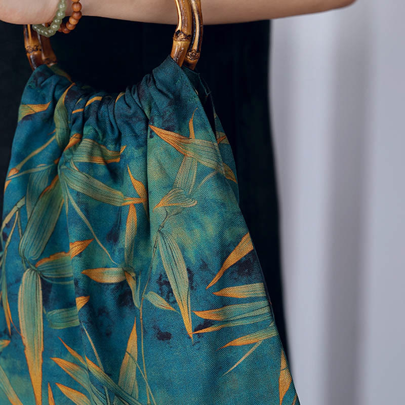 Blaue grüne Bambusblätter spirituelle Accessoires Tasche