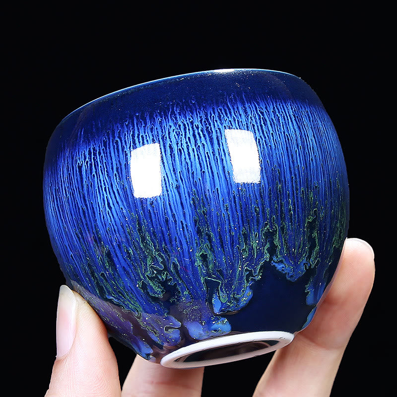 Blaue Jianzhan Keramik-Teetasse 160 ml Zen-Dekor