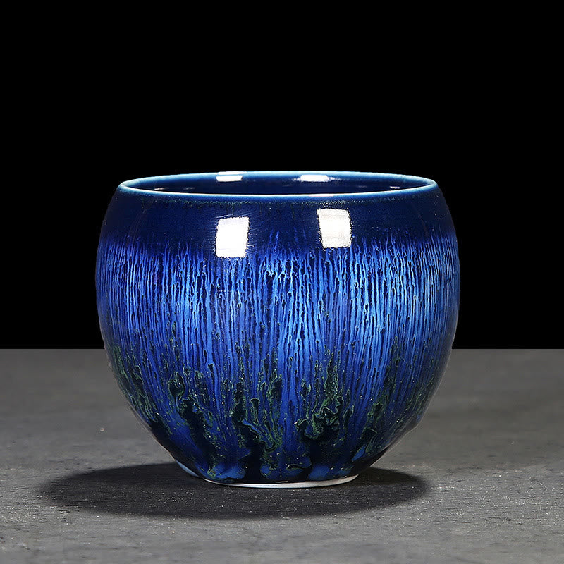 Blaue Jianzhan Keramik-Teetasse 160 ml Zen-Dekor