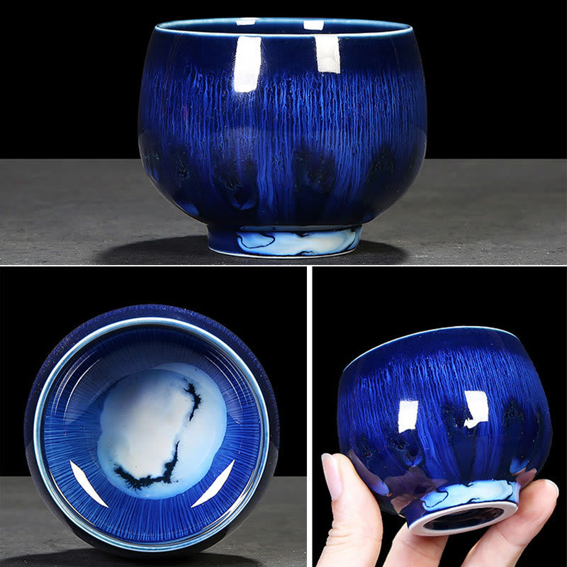 Blaue Jianzhan Keramik-Teetasse 160 ml Zen-Dekor