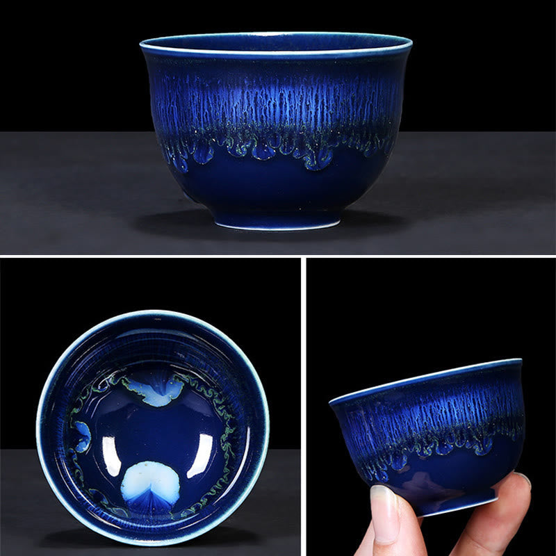 Blaue Jianzhan Keramik-Teetasse 160 ml Zen-Dekor
