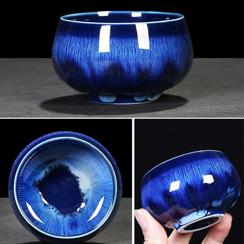 Blaue Jianzhan Keramik-Teetasse 160 ml Zen-Dekor