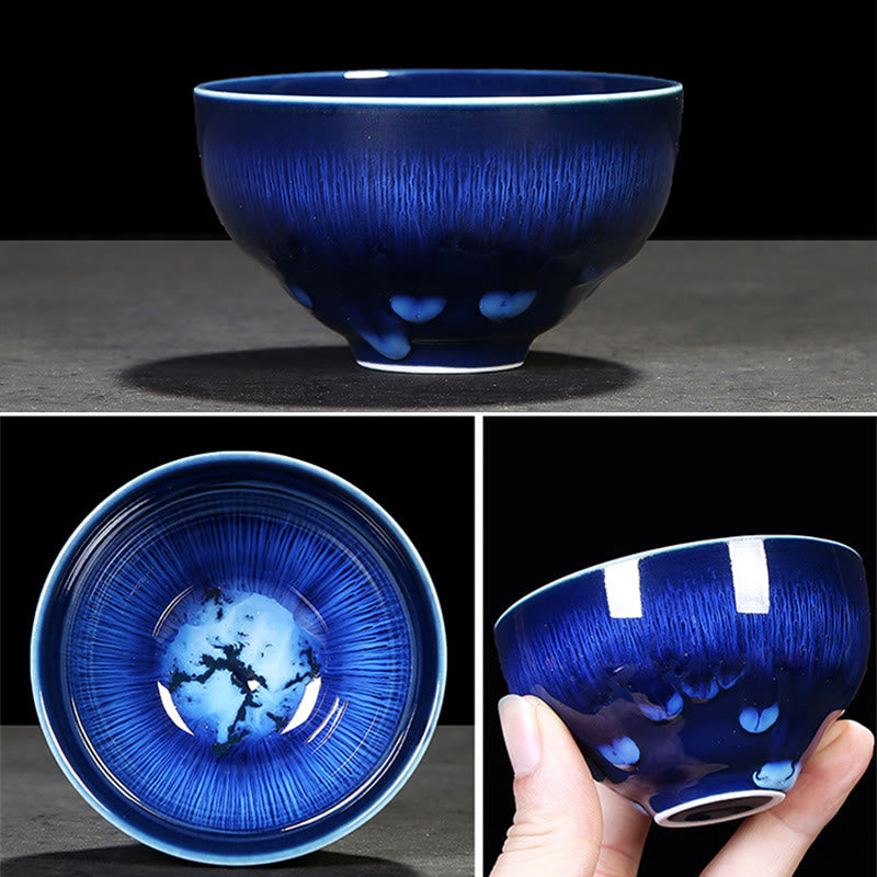 Blaue Jianzhan Keramik-Teetasse 160 ml Zen-Dekor