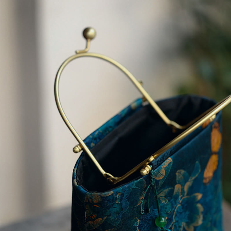 Blaue Blätter Schmetterling Spiritueller Schmuckbeutel 19cm | Heilende Klänge
