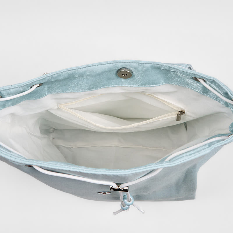 Blauer Lotus bestickter Canvas-Rucksack | Yogatasche