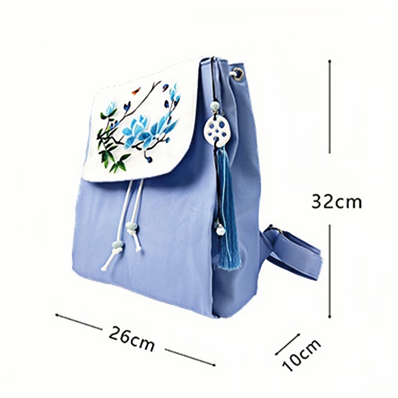 Blauer Magnolia Handgefertigter Canvas-Rucksack | Mindful Carry