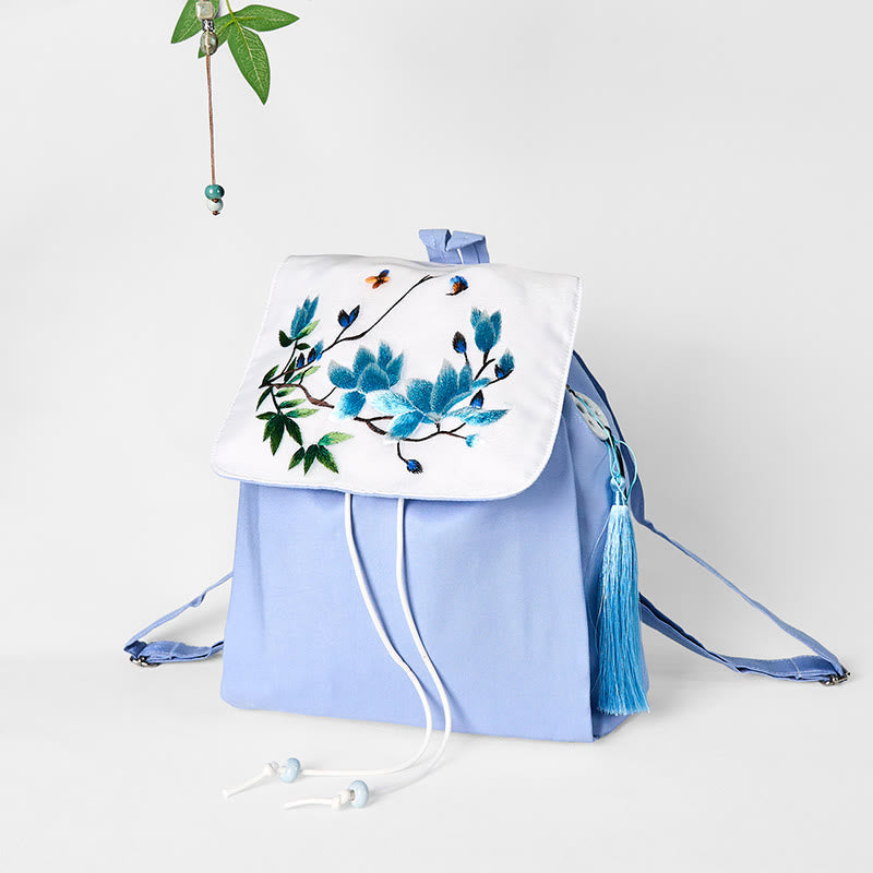 Blauer Magnolia Handgefertigter Canvas-Rucksack | Mindful Carry