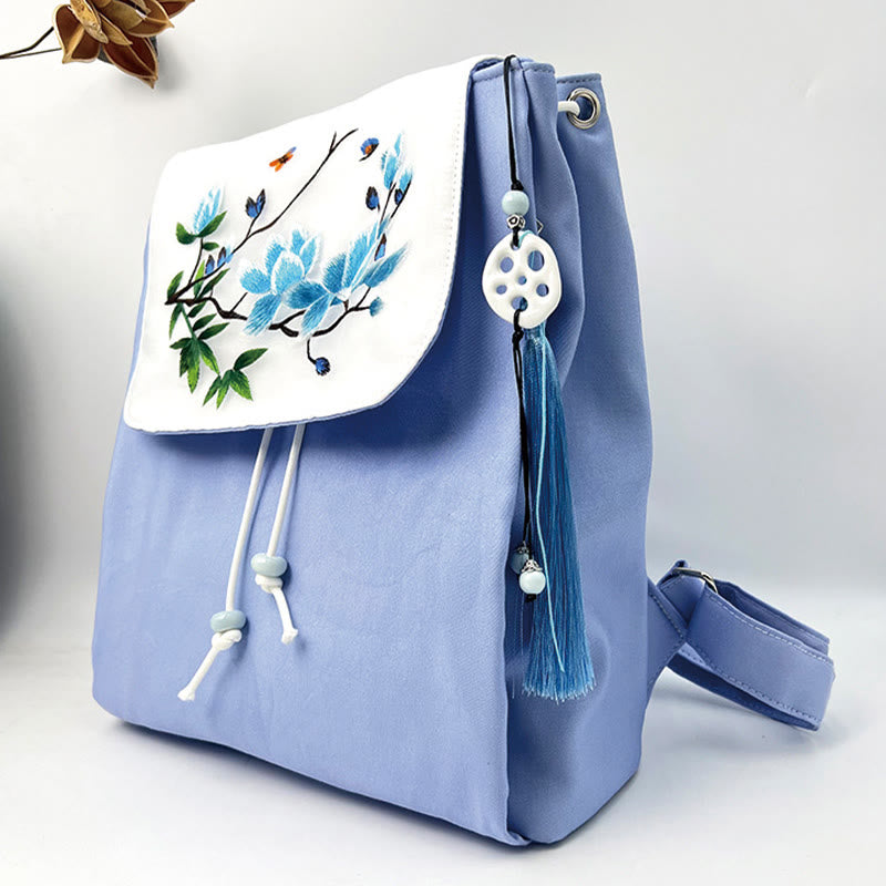 Blauer Magnolia Handgefertigter Canvas-Rucksack | Mindful Carry
