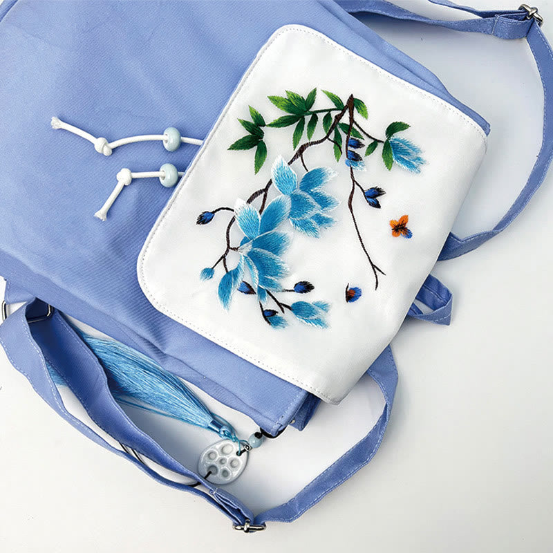 Blauer Magnolia Handgefertigter Canvas-Rucksack | Mindful Carry