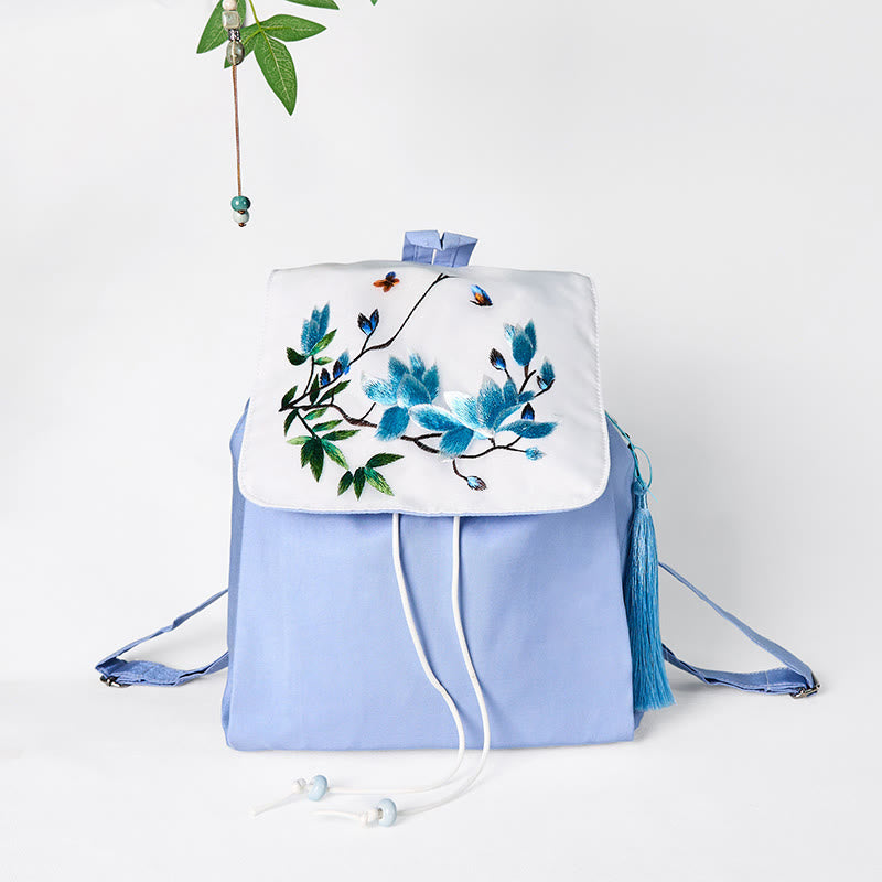 Blauer Magnolia Handgefertigter Canvas-Rucksack | Mindful Carry