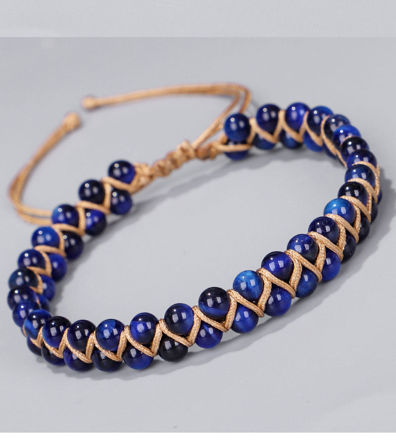Blaues Tigerauge-Chakra-Armband für Glück und Einsicht