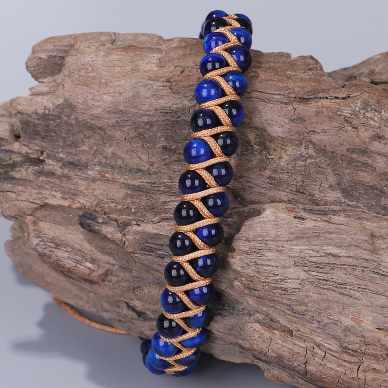Blaues Tigerauge-Chakra-Armband für Glück und Einsicht