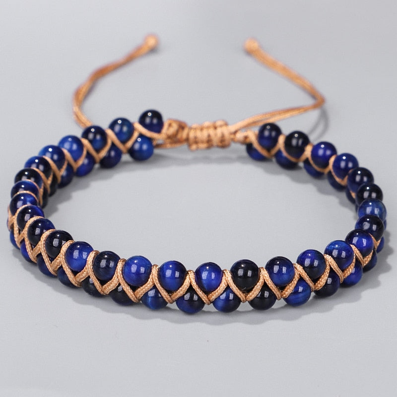 Blaues Tigerauge-Chakra-Armband für Glück und Einsicht