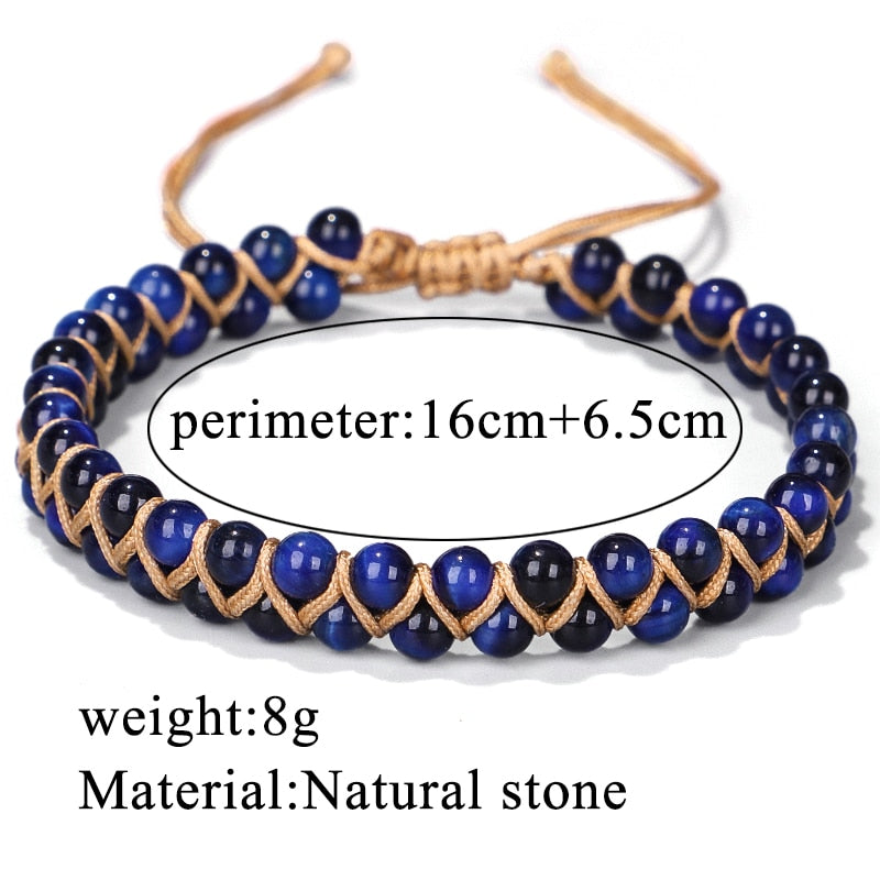 Blaues Tigerauge-Chakra-Armband für Glück und Einsicht