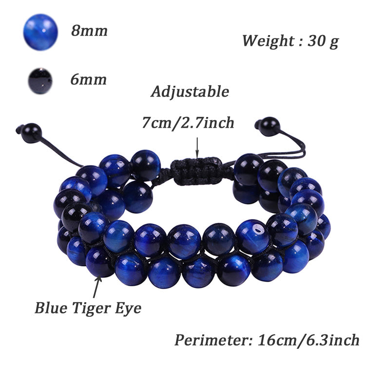 Perlenarmband „Mut und Glück“ mit blauem Tigerauge