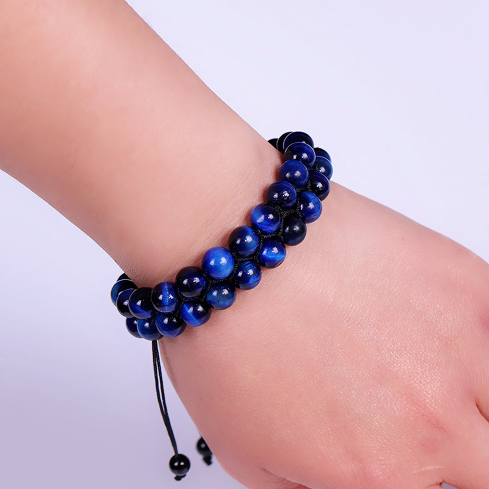 Perlenarmband „Mut und Glück“ mit blauem Tigerauge