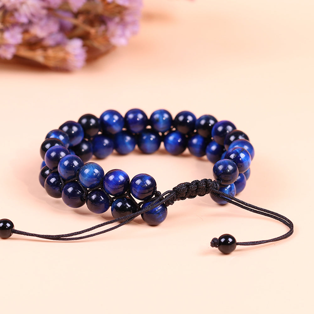 Perlenarmband „Mut und Glück“ mit blauem Tigerauge