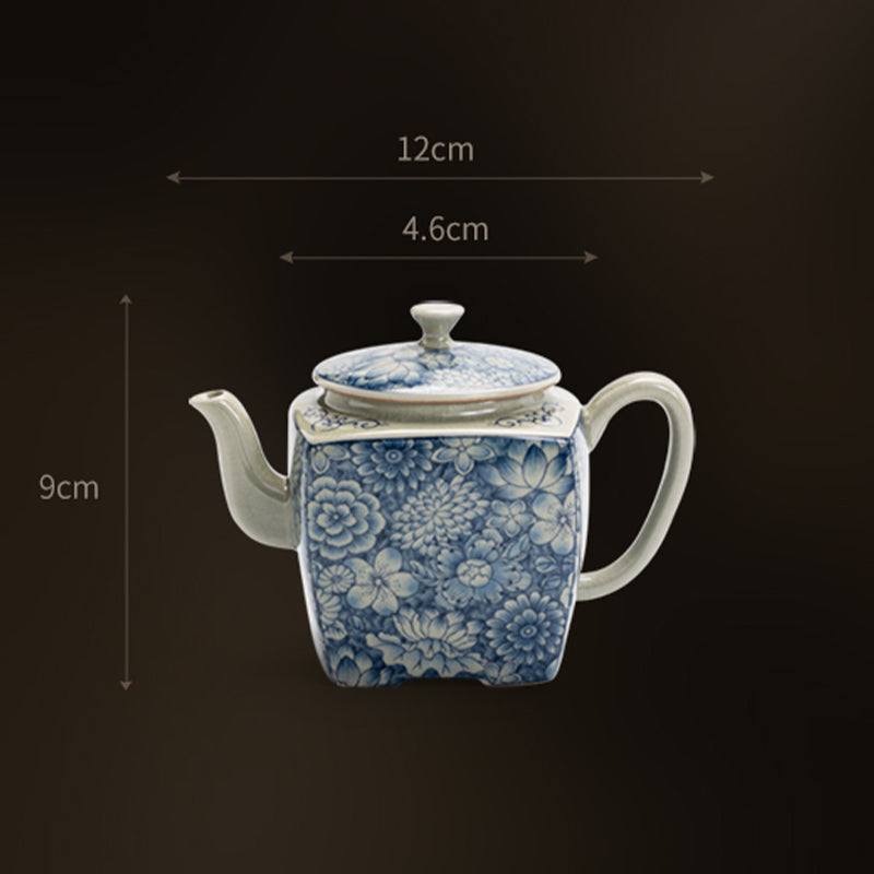 Blau-weißes Porzellan-Gongfu-Teeservice mit Zen-Dekor