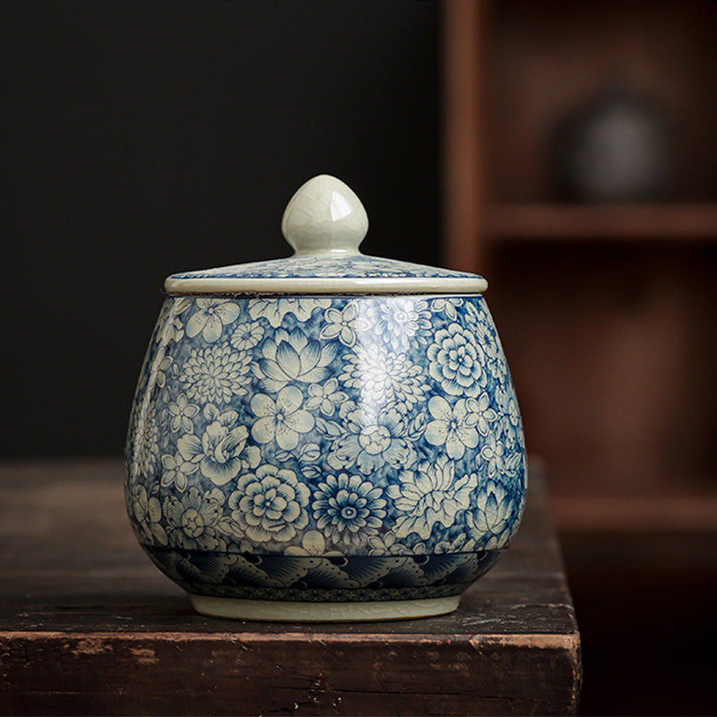 Blau-weißes Porzellan-Gongfu-Teeservice mit Zen-Dekor