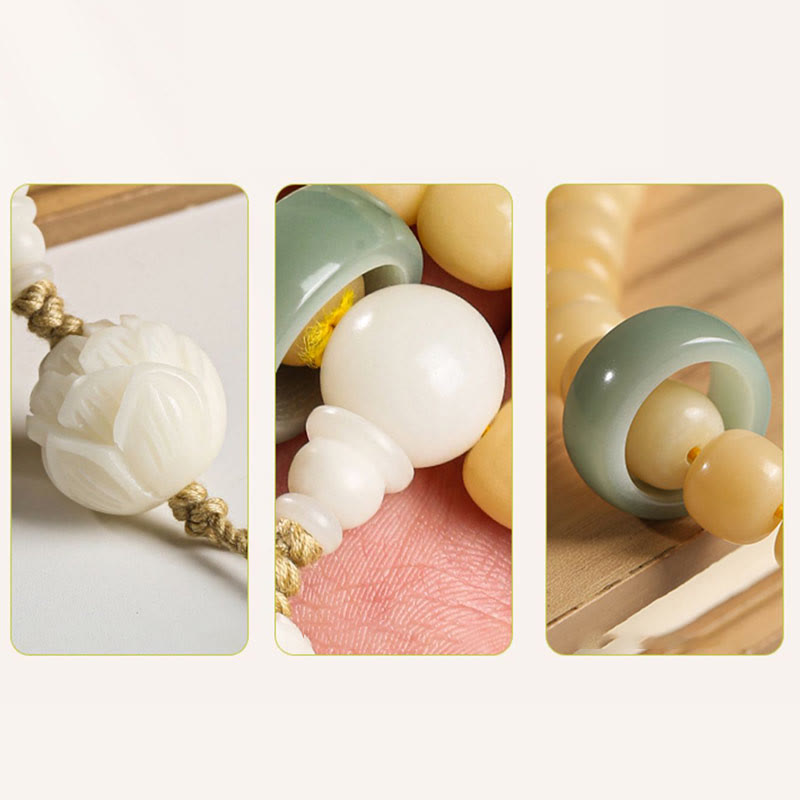 Bodhi Seed Dzi Perlenarmband für Frieden und Harmonie 9 mm