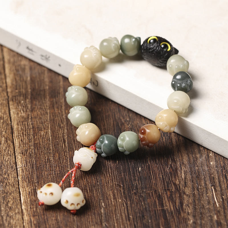 Bodhi Seed Ebenholz-Weisheitsarmband, 14–15 cm, Unisex