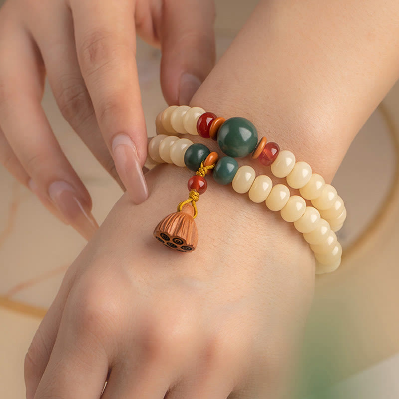 Bodhi Seed Lotus Armband Doppelt gewickelt für Frieden und Weisheit