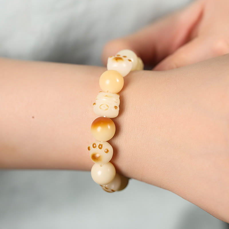 Bodhi Seed Sandelholz Katze Peace Armband 14–17 cm Unisex