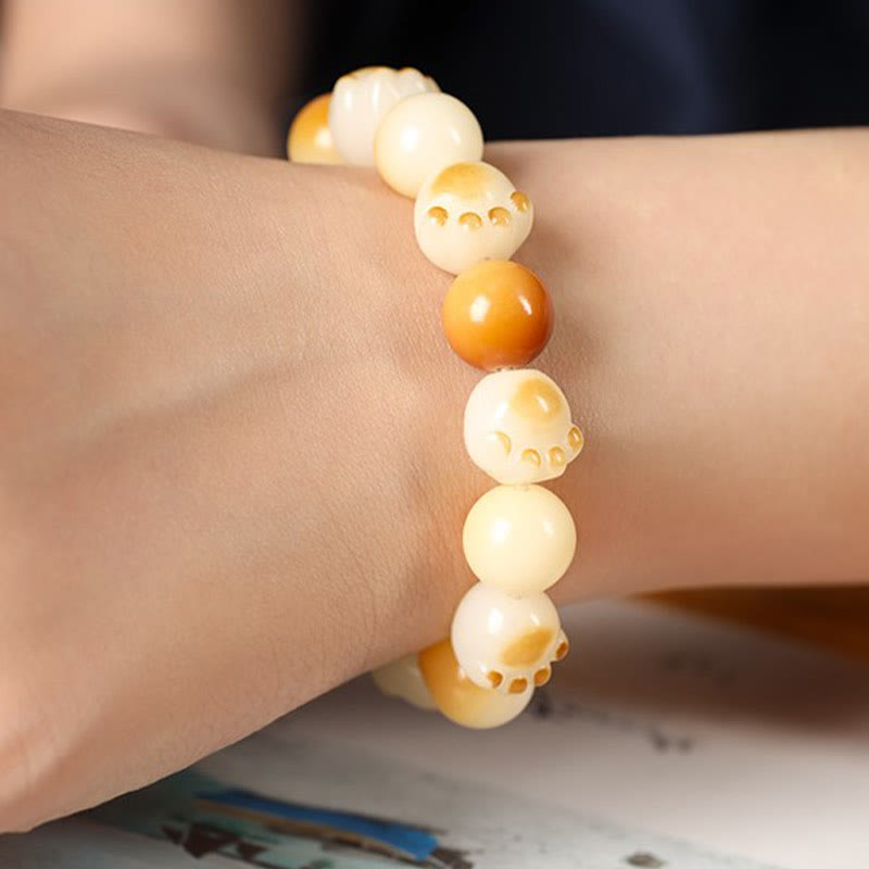 Bodhi Seed Sandelholz Katze Peace Armband 14–17 cm Unisex