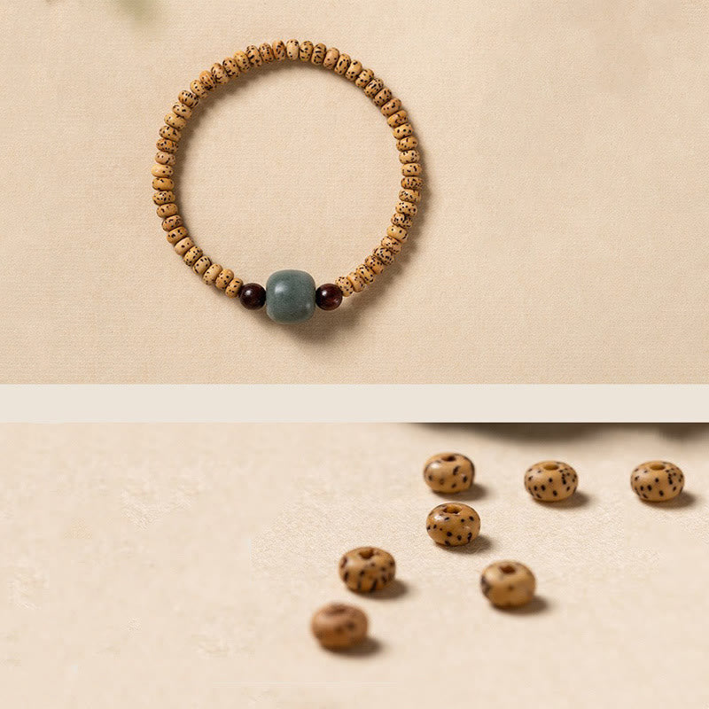 Bodhi-Samen, kleines Blatt, rotes Sandelholz, Weisheitsarmband für spirituellen Schutz