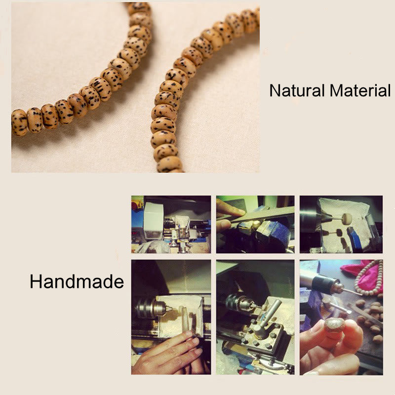 Bodhi-Samen, kleines Blatt, rotes Sandelholz, Weisheitsarmband für spirituellen Schutz