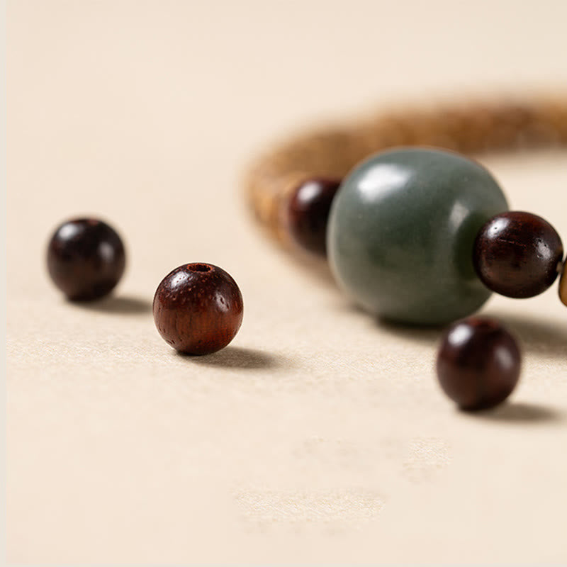 Bodhi-Samen, kleines Blatt, rotes Sandelholz, Weisheitsarmband für spirituellen Schutz