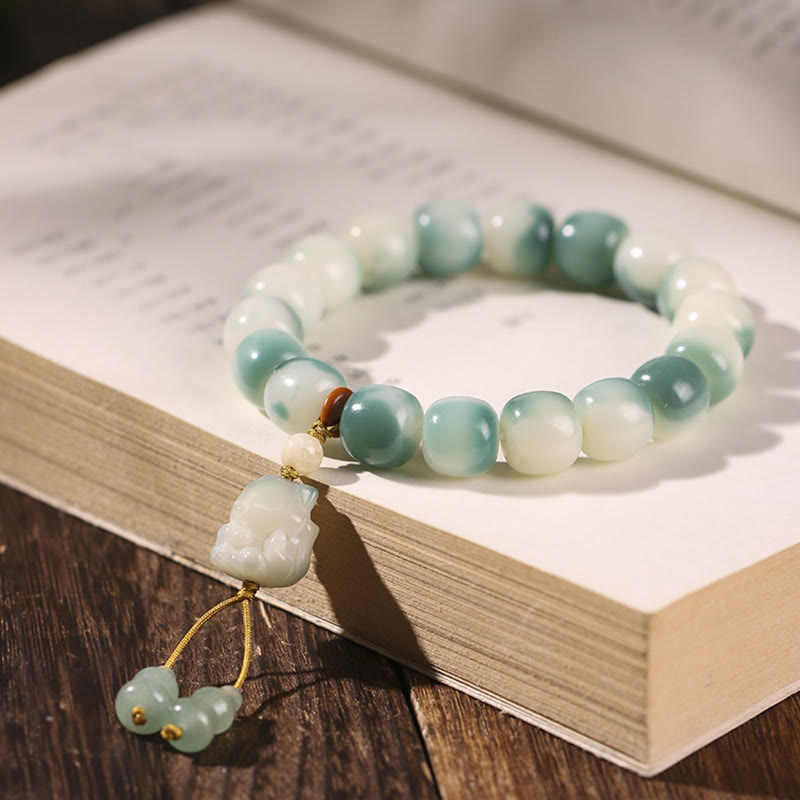 Spirituelles Bodhi-Samen-Armband mit Schutz durch einen neunschwänzigen Fuchs