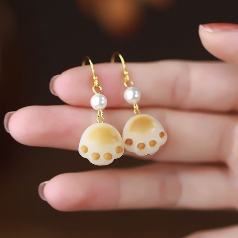 Spirituelle Bodhi-Samen-Ohrringe mit Katzenpfoten-Klauen-Tropfen für Weisheit