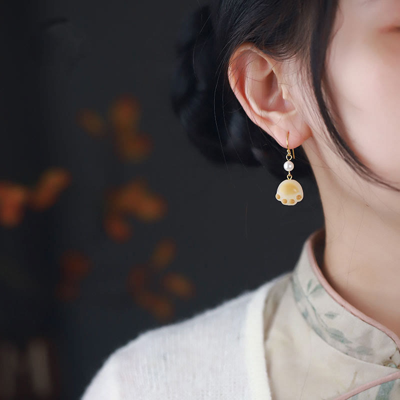 Spirituelle Bodhi-Samen-Ohrringe mit Katzenpfoten-Klauen-Tropfen für Weisheit